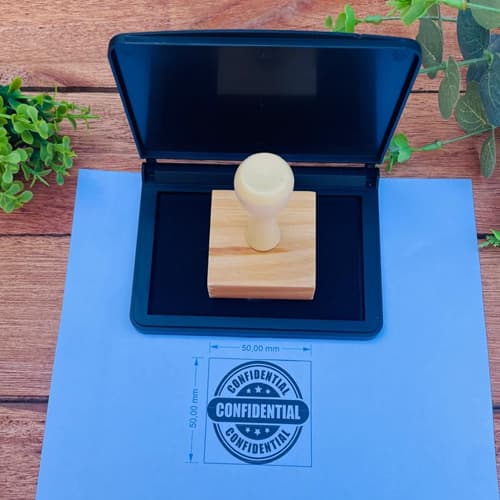 Carimbo personalizado com logomarca 5x5 cm para sacolas saco kraft