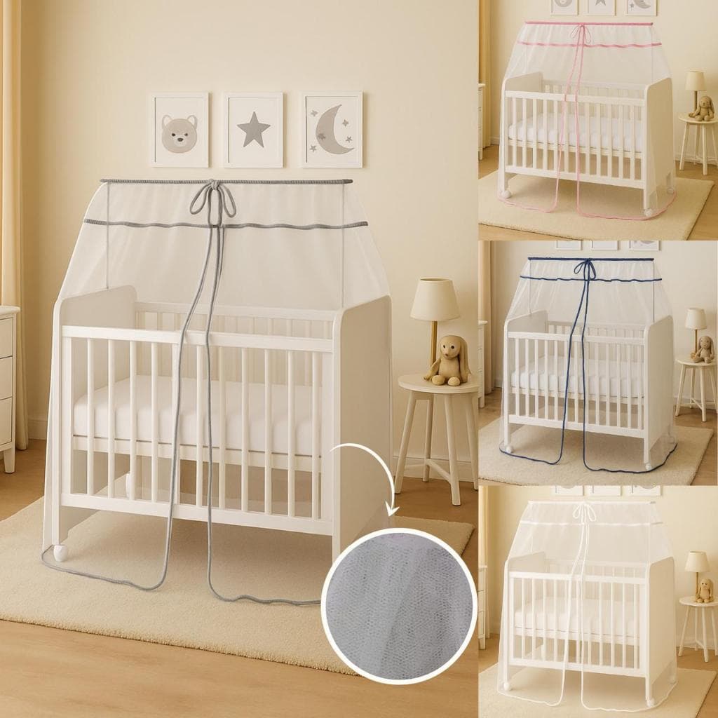 Mosquiteiro Tule Para Mini Berço De Bebê Com Viés Em Volta