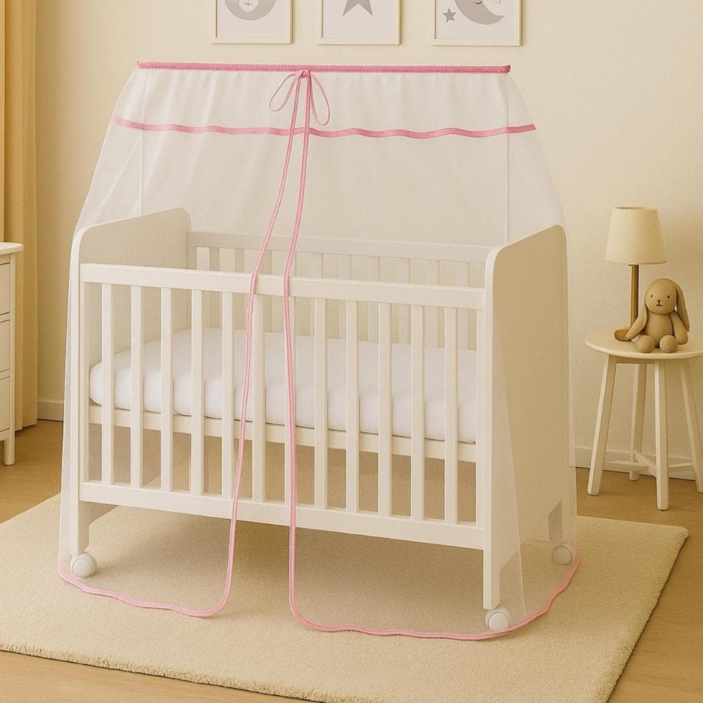 Mosquiteiro para Mini Berço Menina Rosa Véu para mini berço