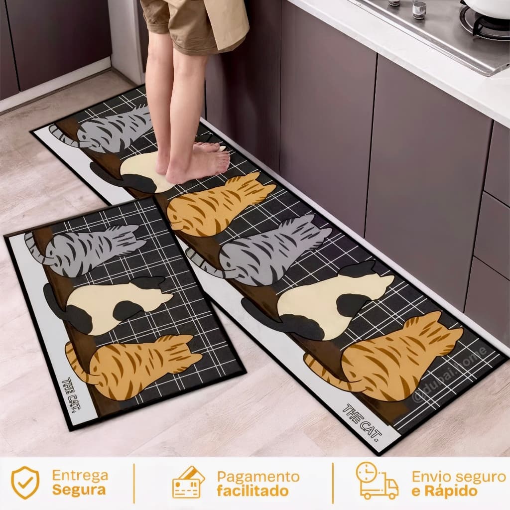 Kit Tapete Jogo Passadeira Cozinha Belga Antiderrapante 2 Peças Em Promoção