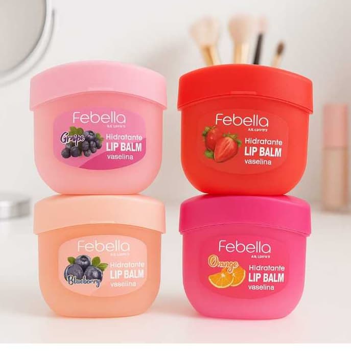 Febella Kit Com 4 Lip Balm Hidratante Frutinhas