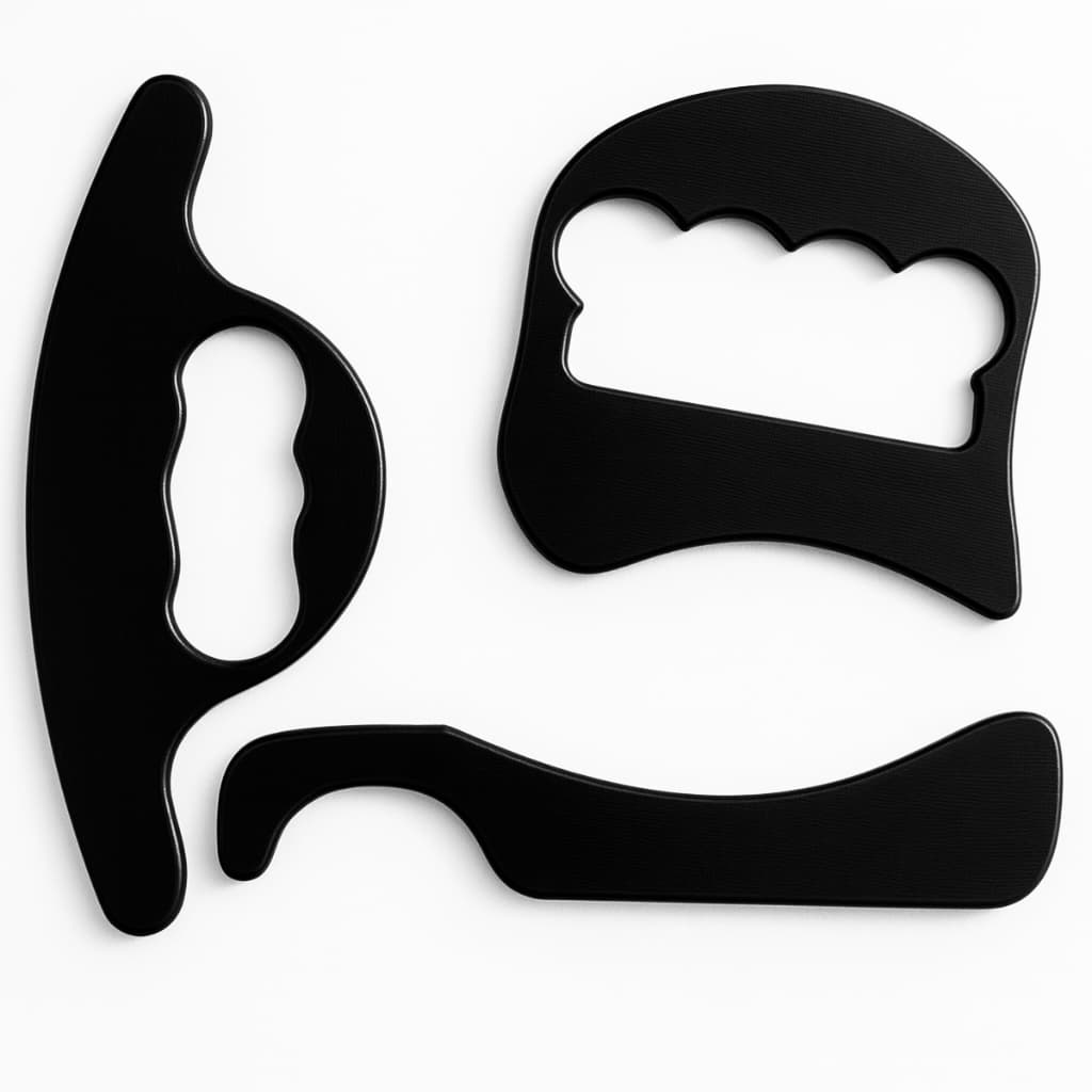 Liberação Miofascial Instrumento Massageador Soqueira Tartaruga e Gancho Massagem Fisioterapia Preto