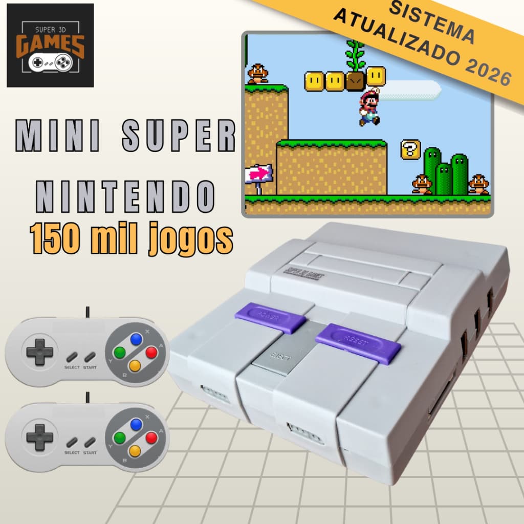 Game Console Retro Super 3D Games Com 150 Mil Jogos Classicos Com 2 Controles Case Mini Nintendo