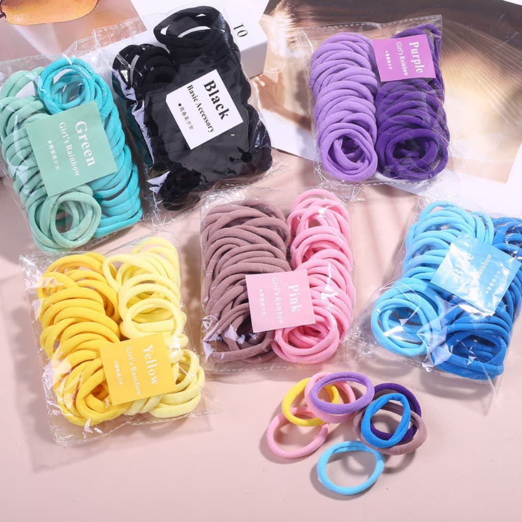 Kit 100/36 Xuxinhas de Cabelo Elásticos Coloridos Resistentes e Macios