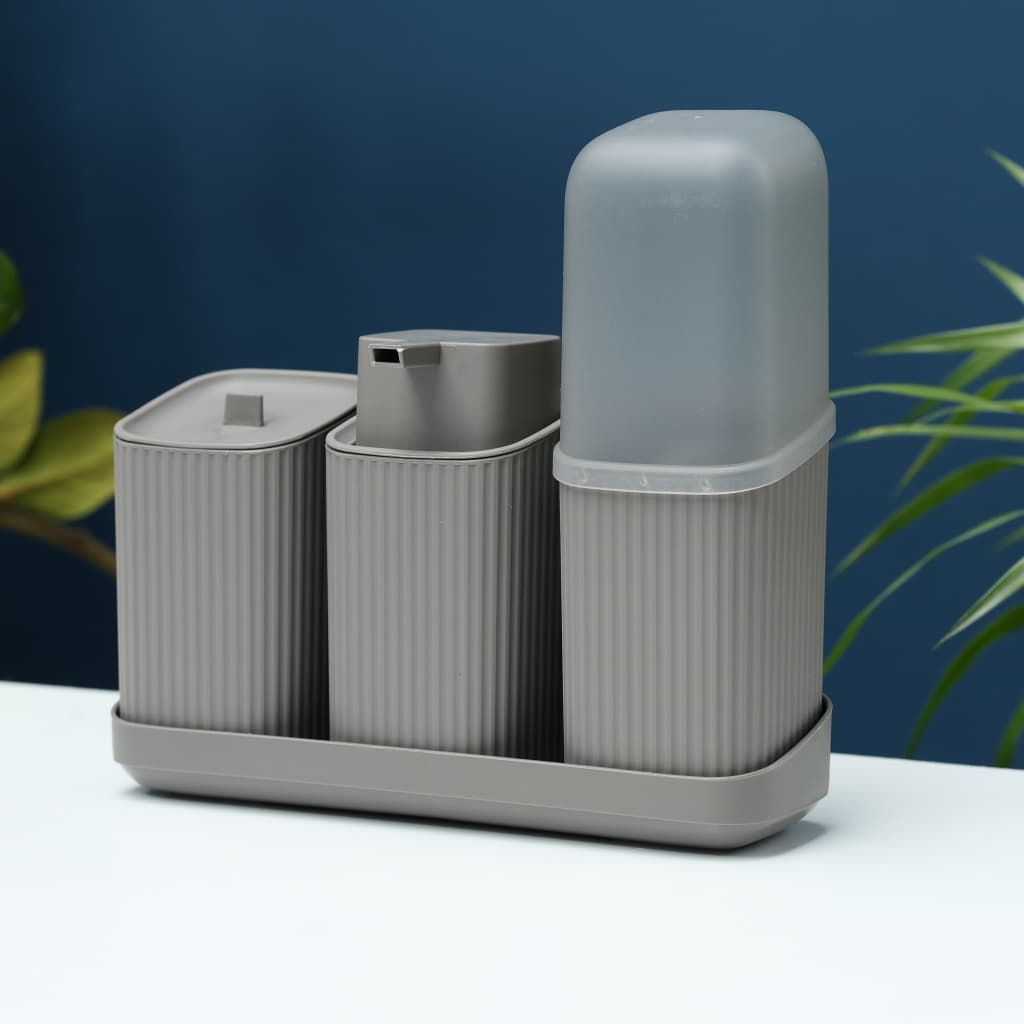 Kit Banheiro 04 Peças - P/ Sabonete liquido - P/ Escova - P/ Algodão Trio