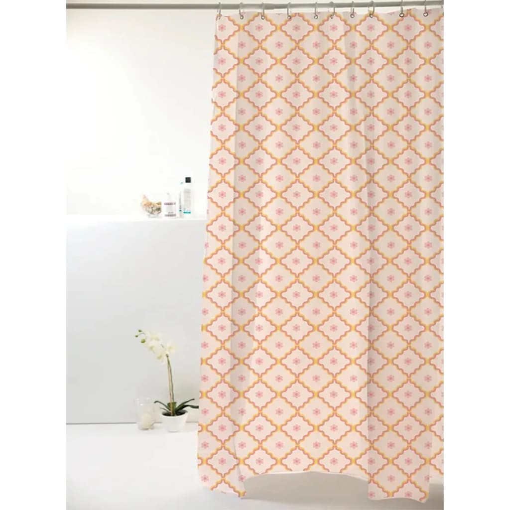 Cortina Box Poliéster Retrô Amarelo E Rosa 198x180cm - Uzoo