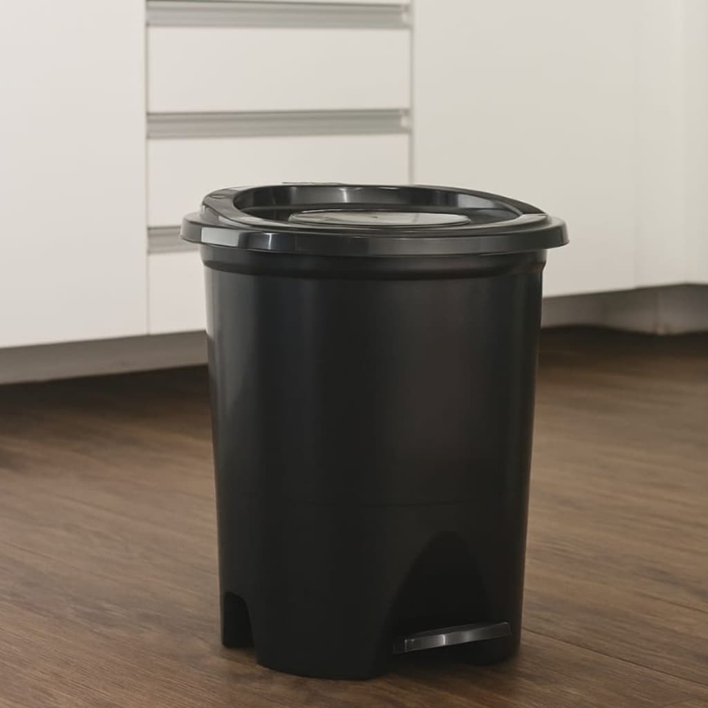 Lixeira Preta 14 Litro com Pedal de Plástico Lixo de Chão Cozinha Banheiro