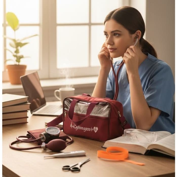 Kit Profissional de Enfermagem Tradicional – Completo com 8 Itens e Bolsa Personalizada