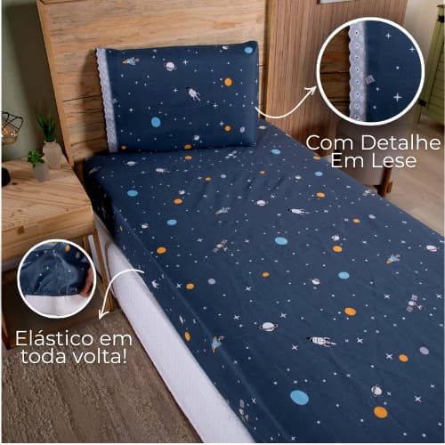 Jogo De Cama Solteiro Estampado (Lençol Com Elástico+Fronha)