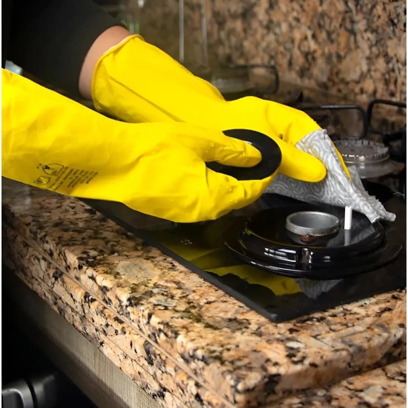 Kit 10 Pares – Luva Látex Amarela Multiuso limpeza cozinha limpeza domésticas
