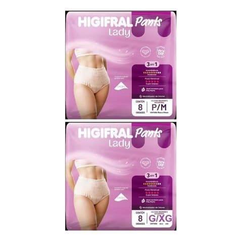 Calcinha Absorvente descartável Higifral Pants Lady com 8 unidades (escola a variação)