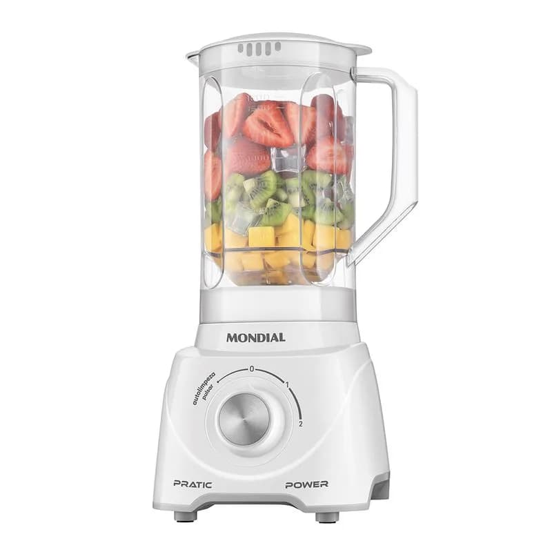 Liquidificador Mondial Pratic Power L-97-W Branco 110V – 550W, Ideal para Vitanimas, Sucos, Tritura Gelo