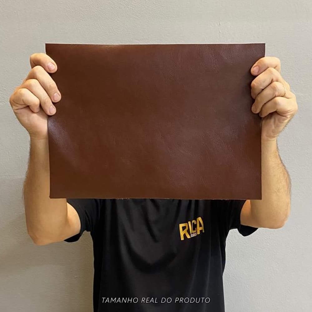 Painel de Couro Legítimo Tipo Fly 25x35cm – Placa Natural e Macia Retalho 10/12 linhas - Cor: Conhaque