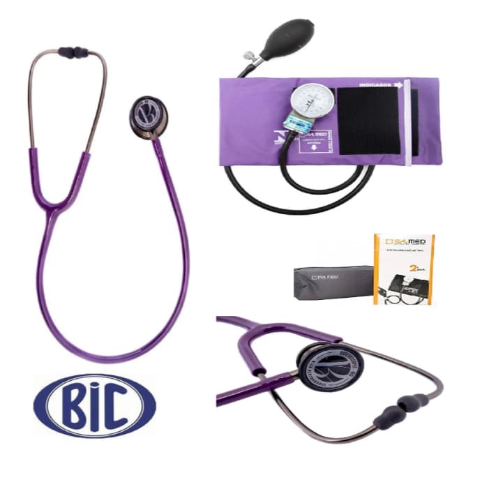 Estetoscópio Duplo Inox Eternity III Profissional BIC + Esfigmo Completo P.A.MED MALBEC
