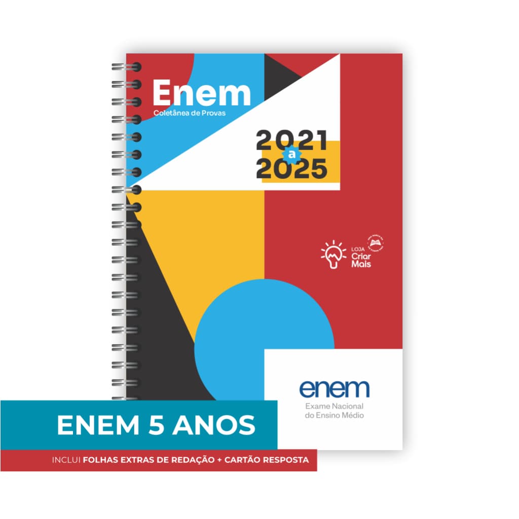 Apostila ENEM 5 ANOS de Provas + Gabaritos + Folhas de Redação (Provas de 2021 a 2025)