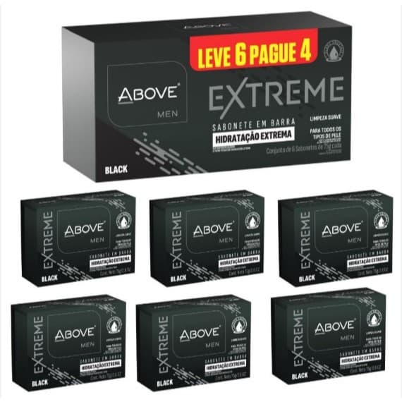 Kit com 06 Sabonete em Barra Above Men Extreme Black