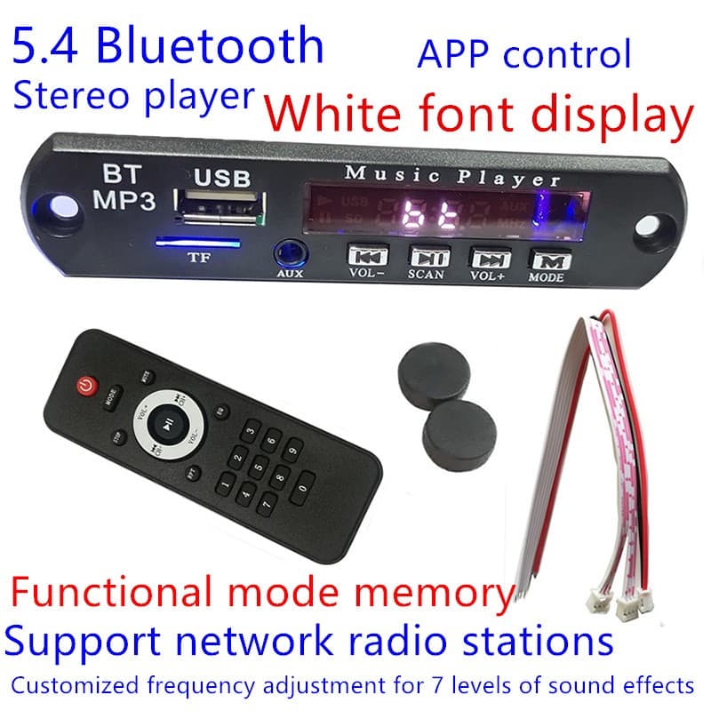 Decodificador Mp3 Bluetooth Display Branco Troca de Pasta Bluetooth 5.4 High End 12v 2025