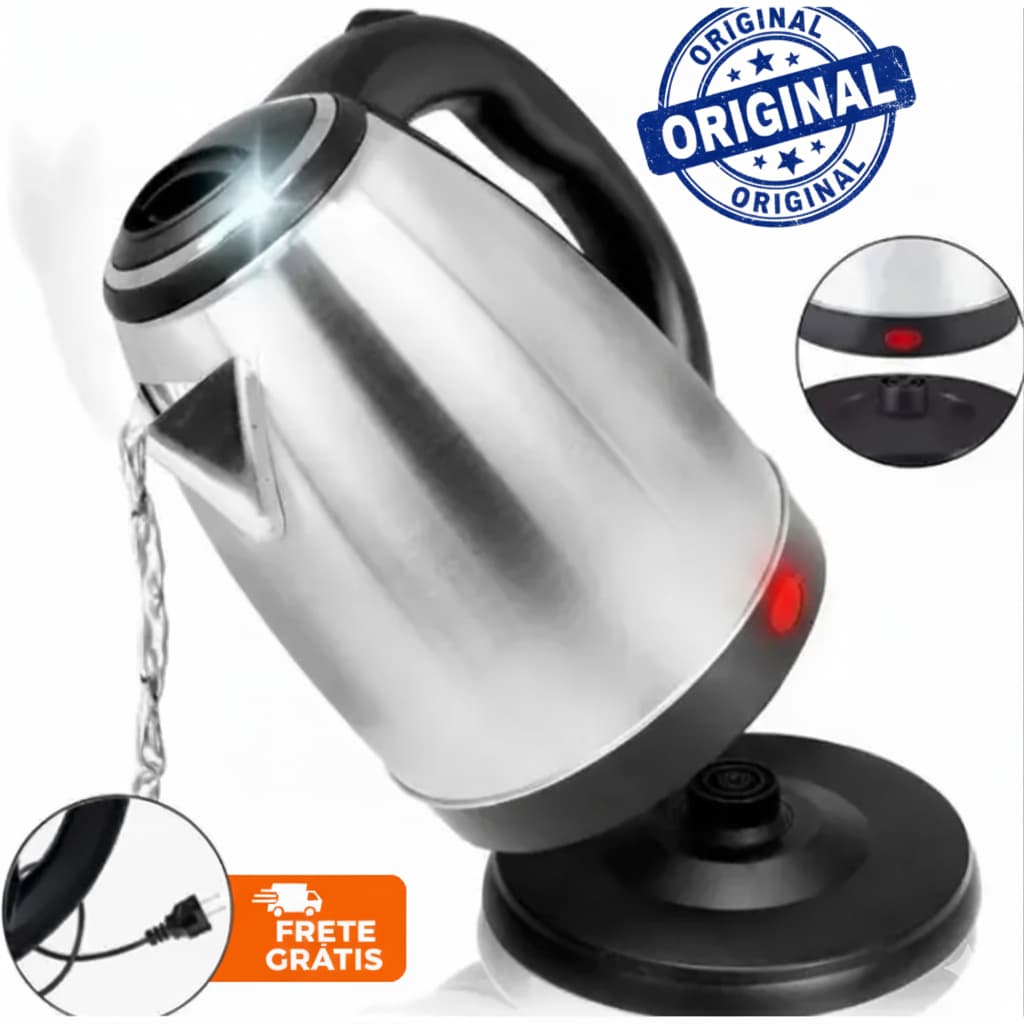 Chaleira Elétrica Inox 2L 110V - Ferve Água Rápido, Automática com Desligamento Seguro