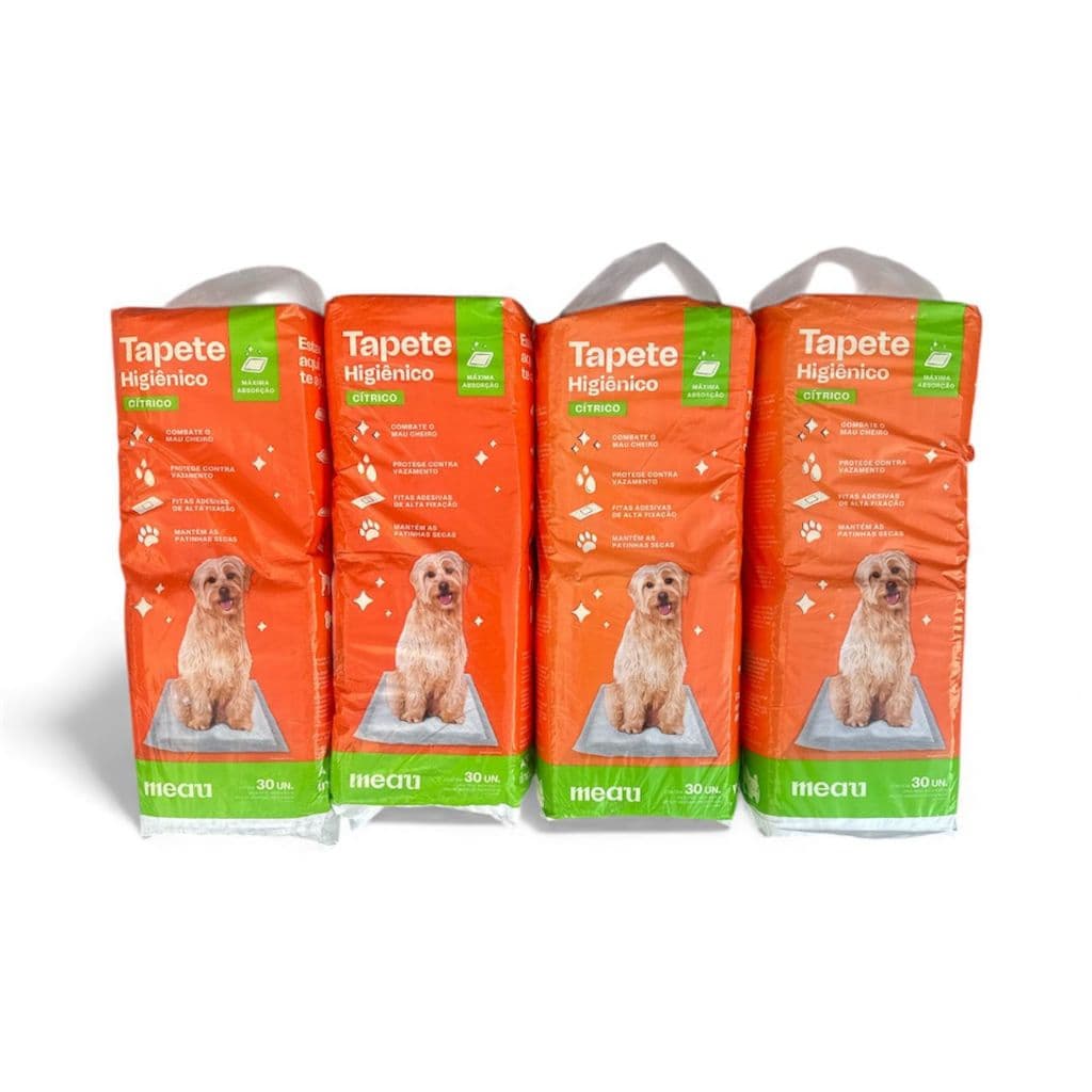Kit Tapete Higienico Cítrico Meau Pet 80x60 Cães Super Absorvente Com Camada Extra
