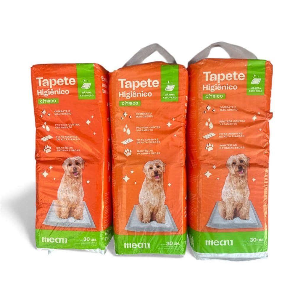 Kit Tapete Higienico Cítrico Meau Pet 80x60 Cães Super Absorvente Com Camada Extra Promoção