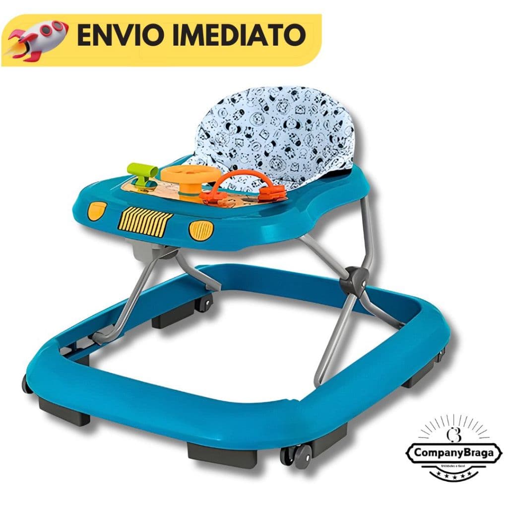 Andador Infantil Musical com regulagem Azul - Tutti Baby
