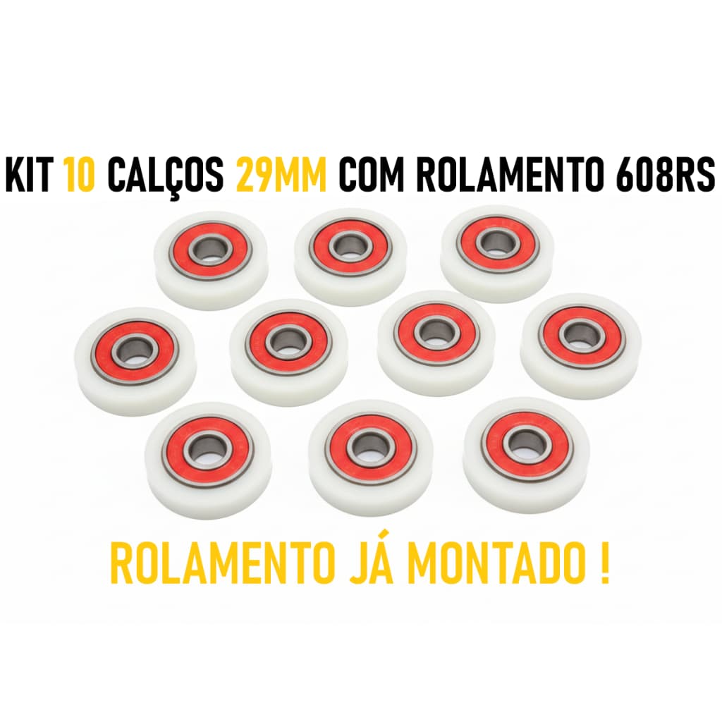 KIT 10 Rolamentos 608 + Calço 29mm Ventilador Substitui Bucha