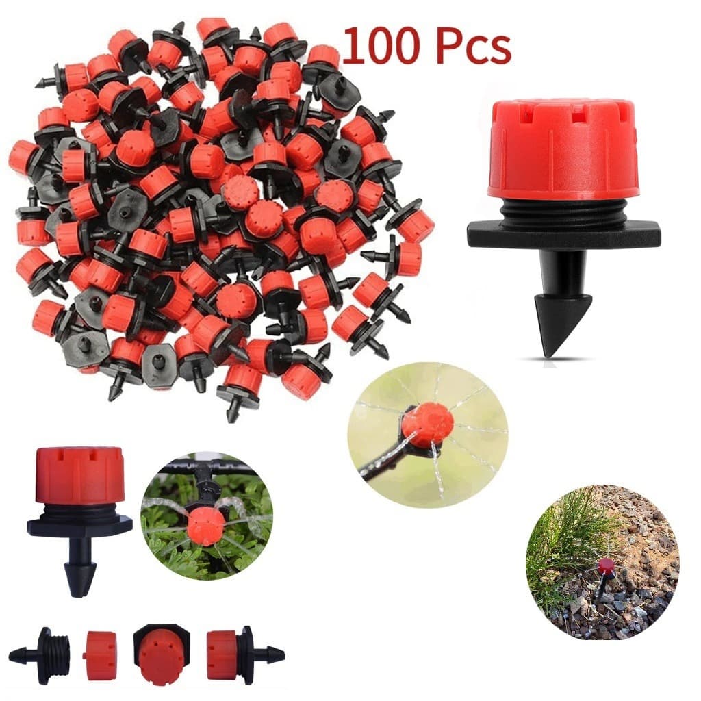 100 Peças Bico Gotejador Ajustável Para Sistema De Irrigação