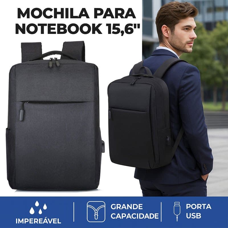 Mochila Masculina E Feminina Unissex Resistente à água Com Saída USB