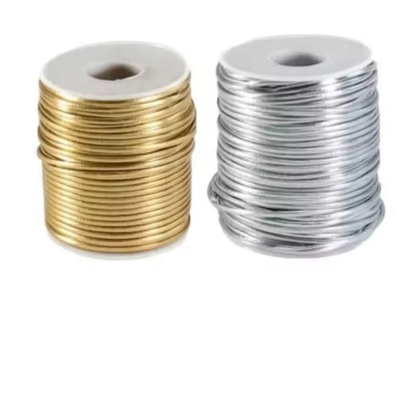 Fio Couro Sintético 2mm Metalizado - 10 Metros Artesanato e bijuterias