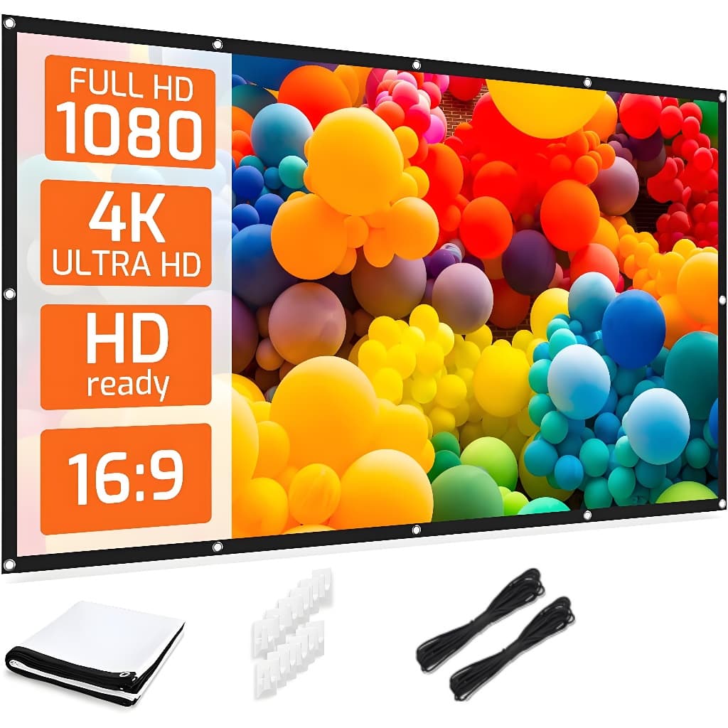 Tela de Projetor Dobrável 60/72/84/100/120/130 /150 16:9 Tecido Reflexivo em Metal Anti Luz