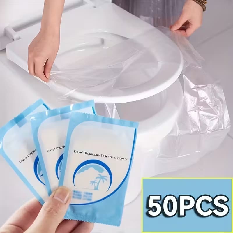 Kit 50 Protetores de Assento Vaso Sanitário Descartáveis Plásticos | Higiênico e Portátil