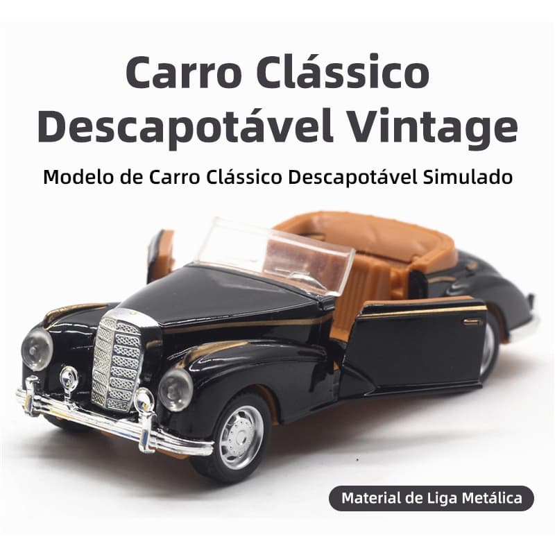 Modelo de Brinquedo de Carro Clássico Vintage Descapotável em Liga Metálica