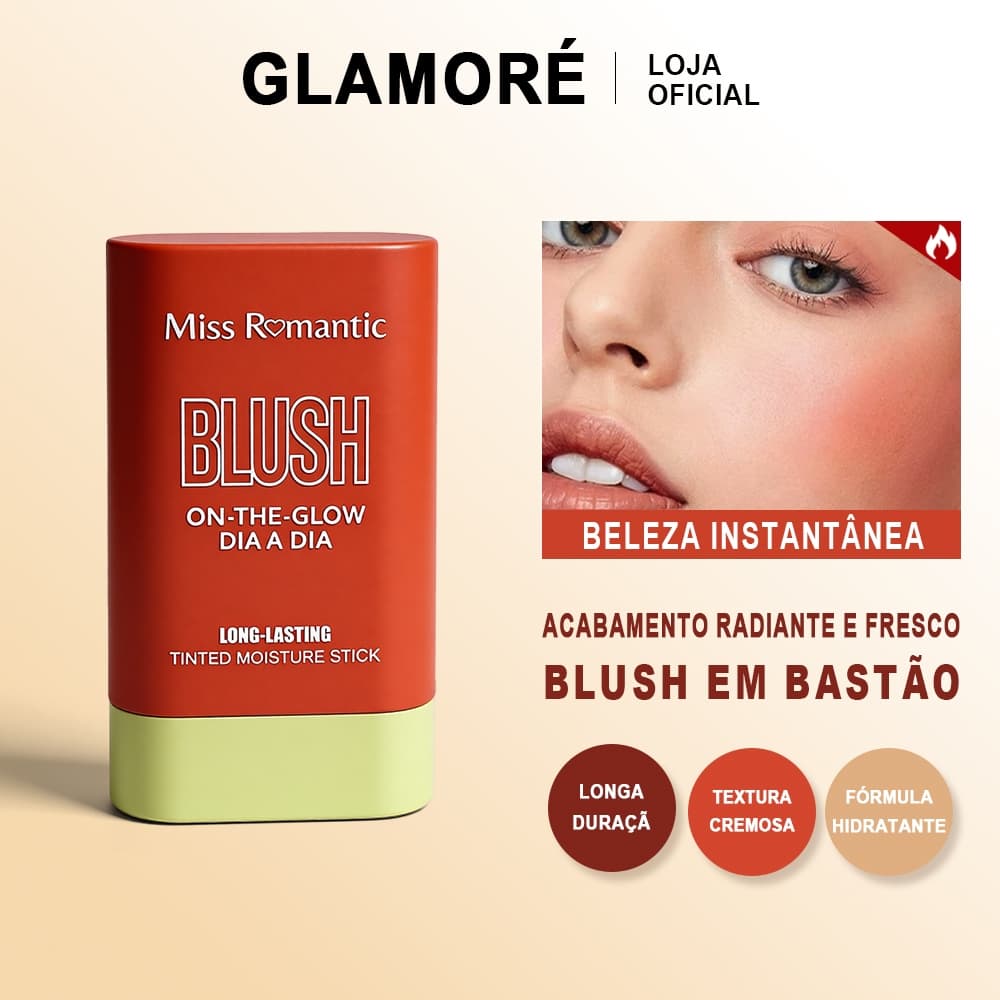 Blush Cremoso Miss Romantic – Textura Suave – Toque Aveludado – Alta Fixação
