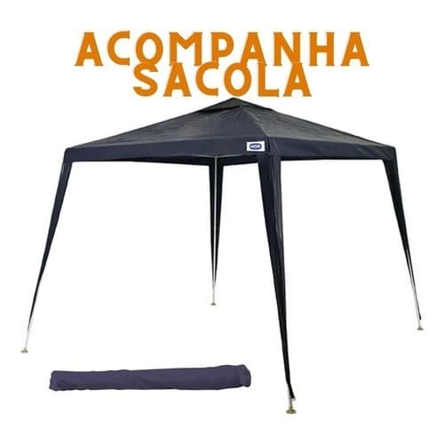 Tenda de Praia Mor Gazebo Azul Polietileno 3x2,4 Metros Desmontável