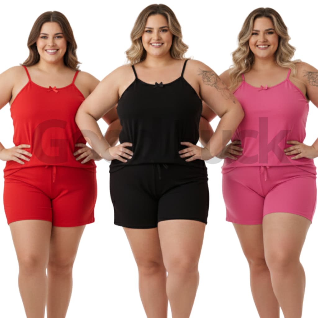 Kit 2 Pijama Feminino Baby Doll Short Doll Plus Size Super Fresquinho Moda Feminina Good Luck