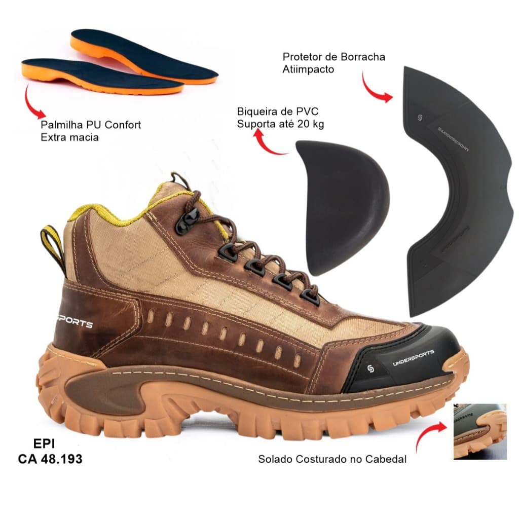 Tênis Adventure Cano Medio Confortavel Masculino Trilha Trabalho 12 Hrs Undersports