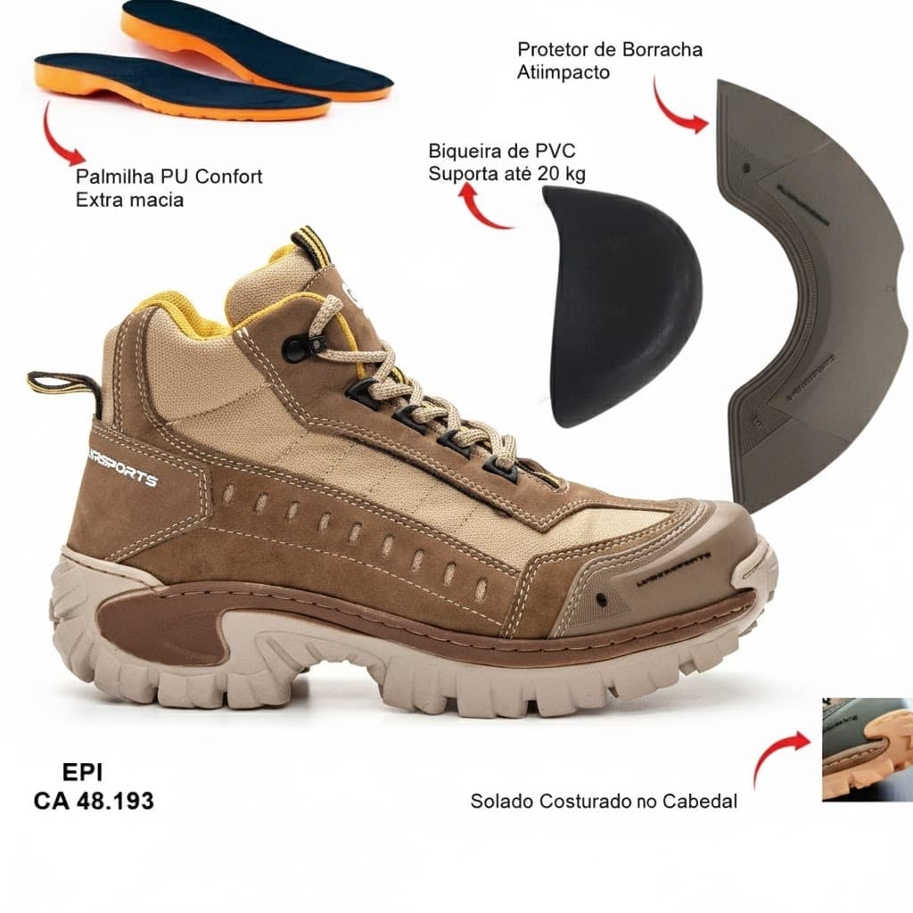 Tênis Adventure, Bota, Undersports, Trilha, C.A, Moto, Palmilha Gel, Conforto,Cano Médio,Unissex.***