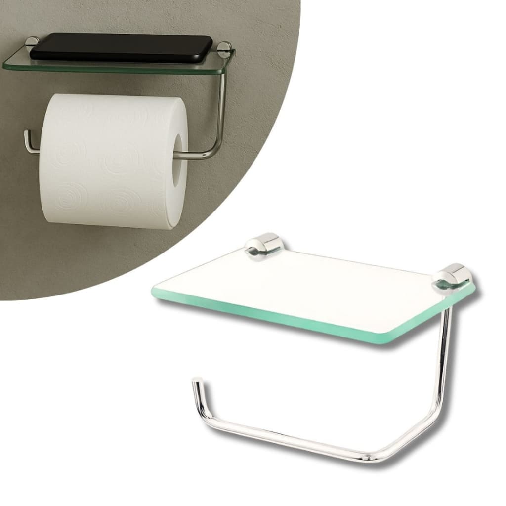 Suporte Cromado Para Papel Higiênico e Celular com Design Moderno e Instalação Fácil