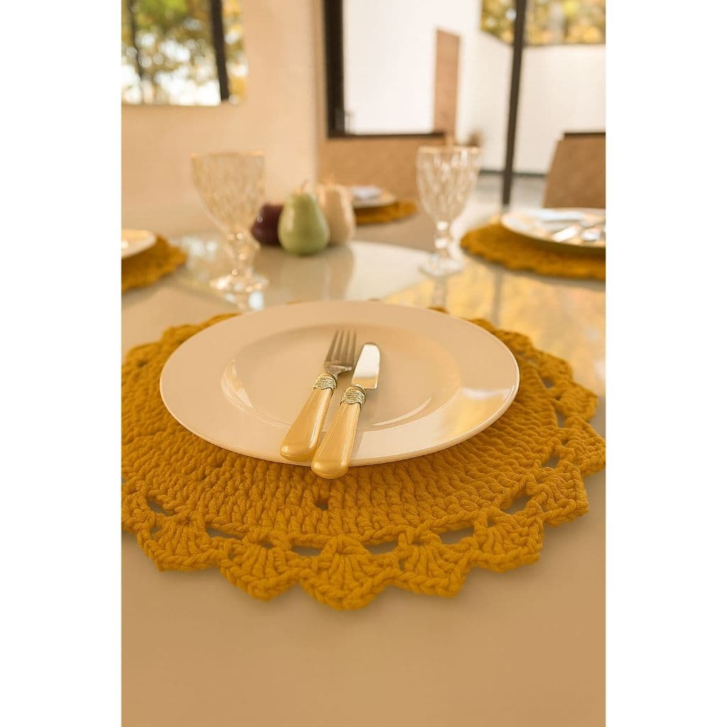 Jogo Americano de Croche Sousplat de Croche Kit 6 Peças