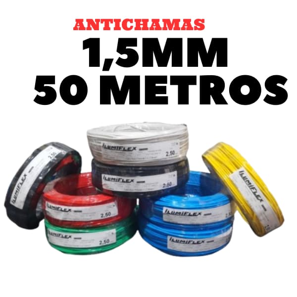 FIO CABO FLEXÍVEL 1,5MM ROLO COM 50 METROS