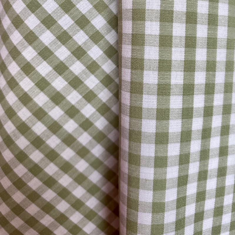 Tecido Tricoline Xadrez Pequeno 9xm Vichy Fio Tinto VERDE MALVA 100% Algodão 1,50 de largura