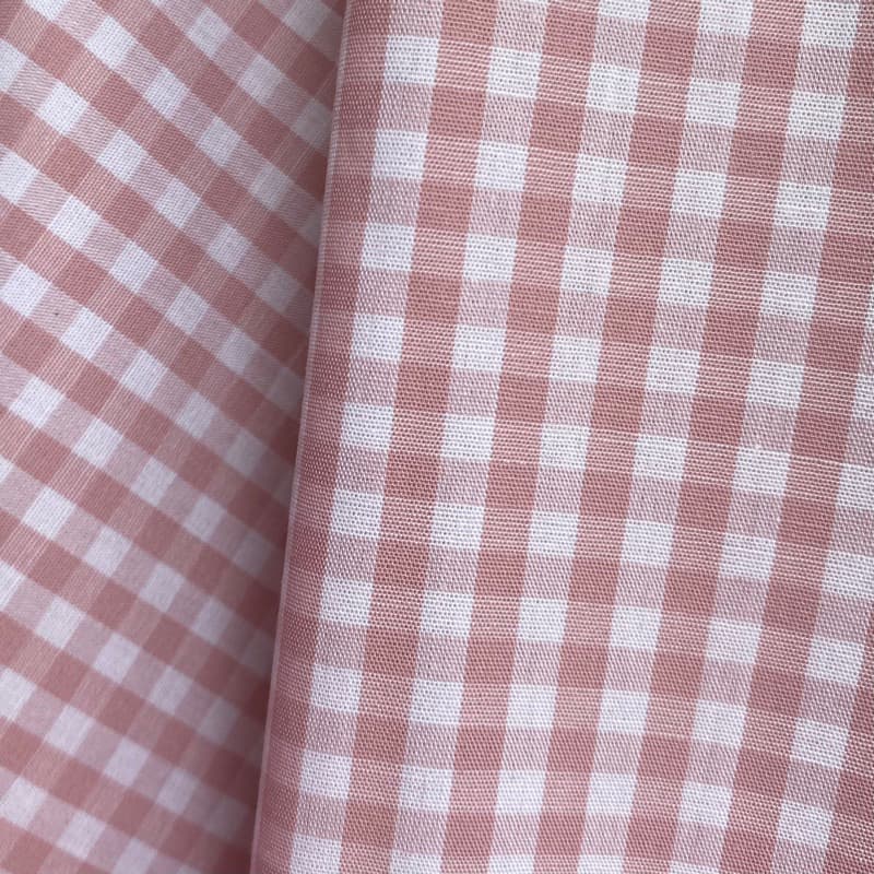 Tecido Tricoline Xadrez Pequeno 9xm Fio Tinto Vichy ROSÊ 100% Algodão 1,50 de largura