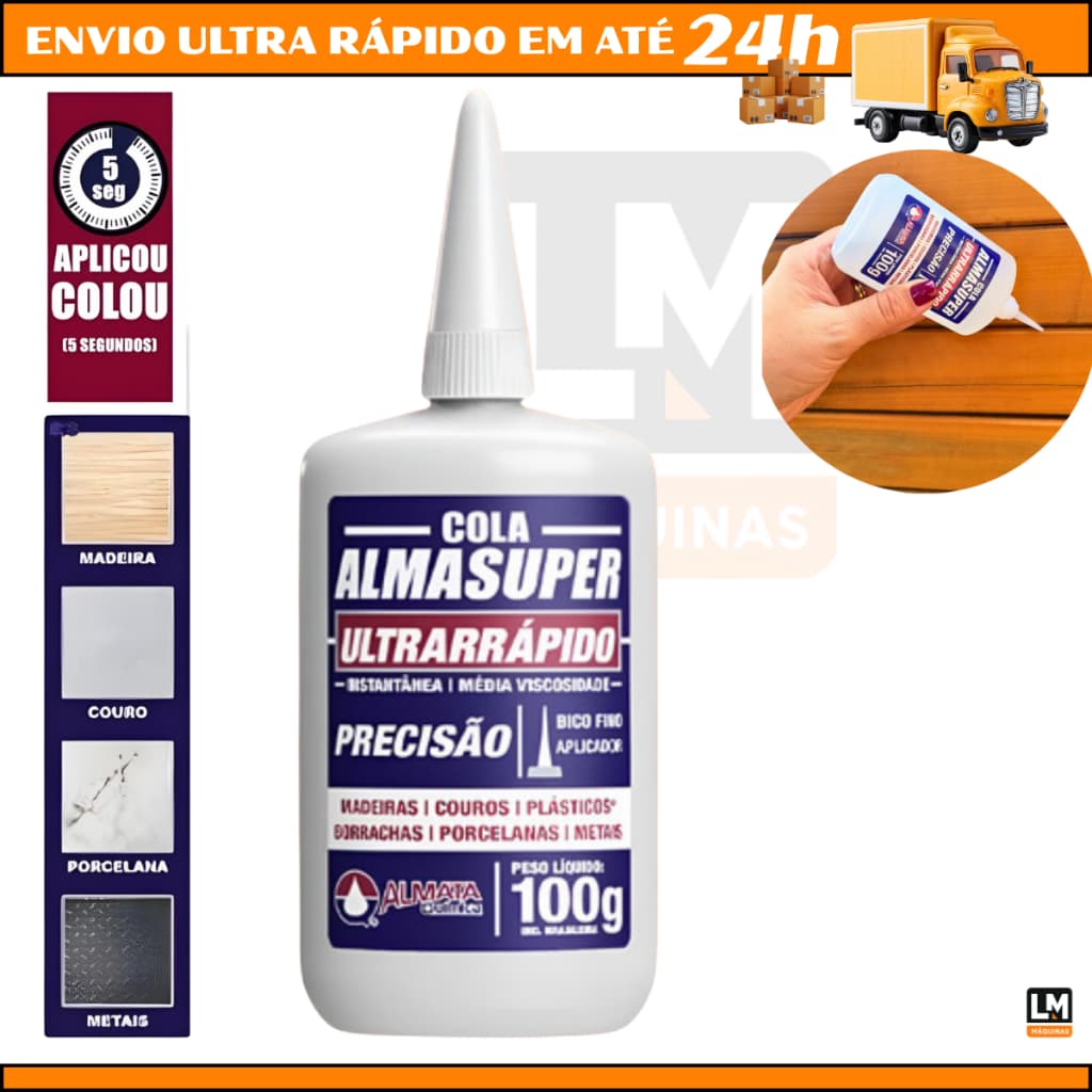 Cola Instantanea Almasuper Ultra Rapida Extra Forte 100g Secagem Rapida