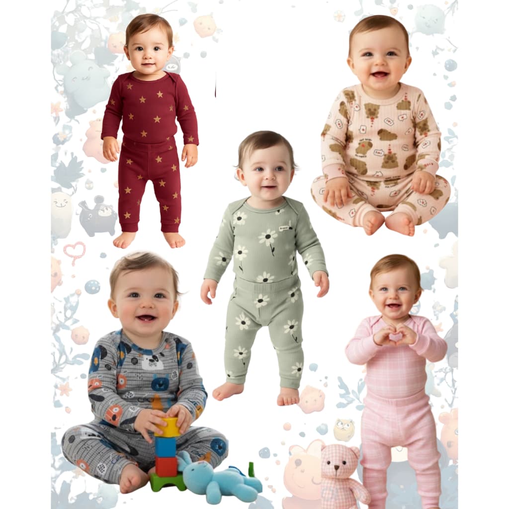 Conjunto Meia Estação Bebê Body + Calça Super Conforto Canelado Verão Inverno Segunda Pele Infantil