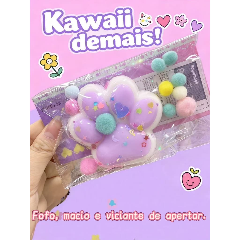 Pata de Gato Squishy Antiestresse • Pelúcia Fofa de Silicone com Recuperação Lenta e Luz LED