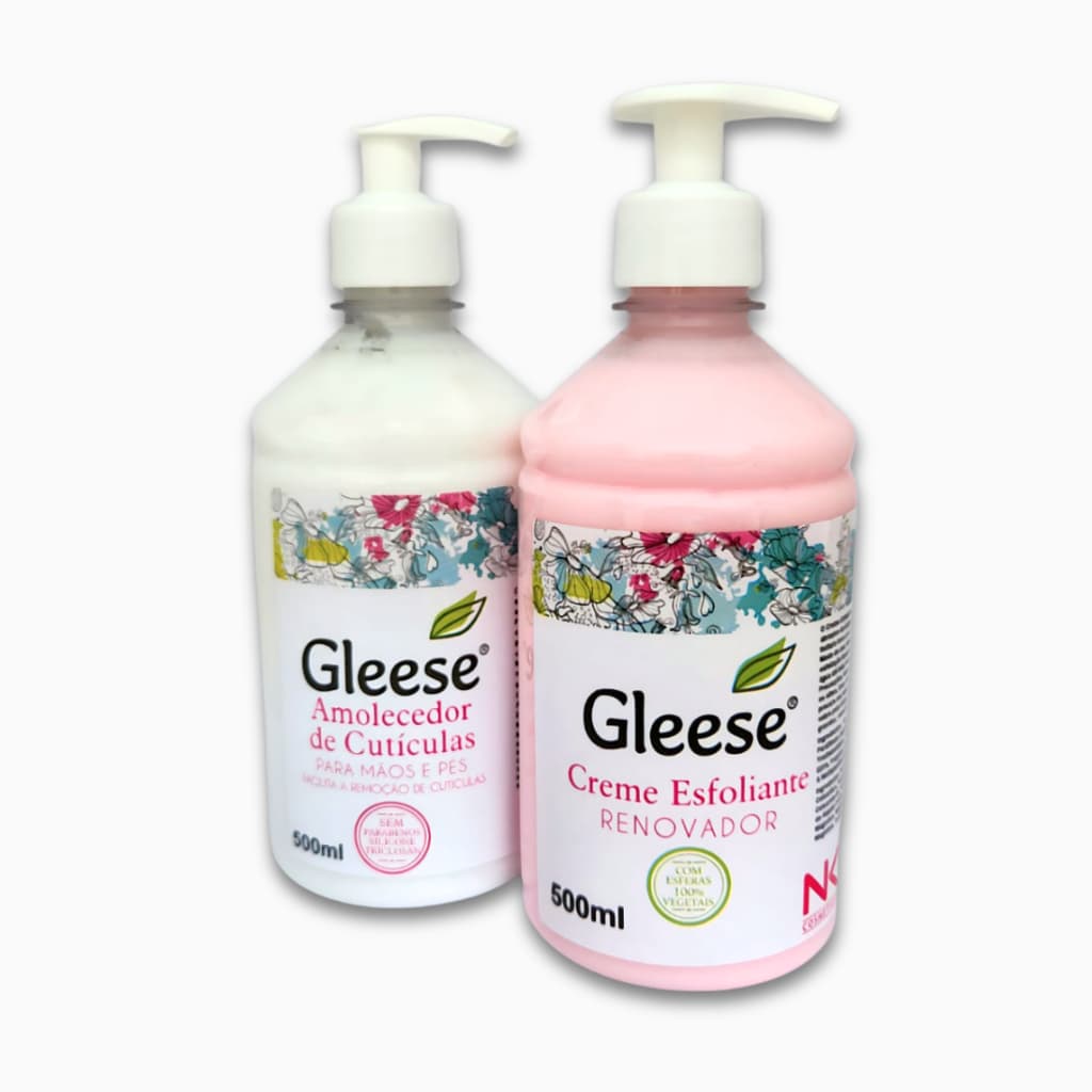 Esfoliante Renovador 500ml + Creme Amolecedor de Cutículas 500ml da linha Gleese