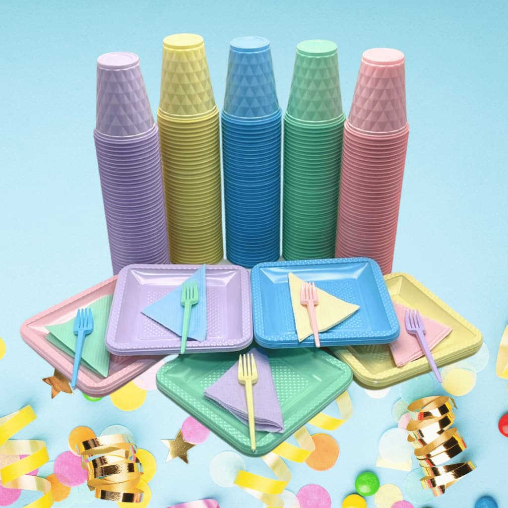 Kit 180 Itens Festa Aniversário Candy Completo Descartável Diamante C/Prato Copo Garfinho Guardanapo
