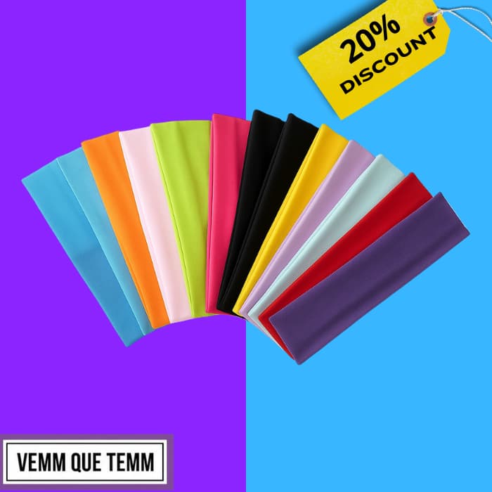 Kit 12 Faixas De Cabelo Confortáveis Elástica Esporte Tiara Academia Lazer Passeio Yoga Headband