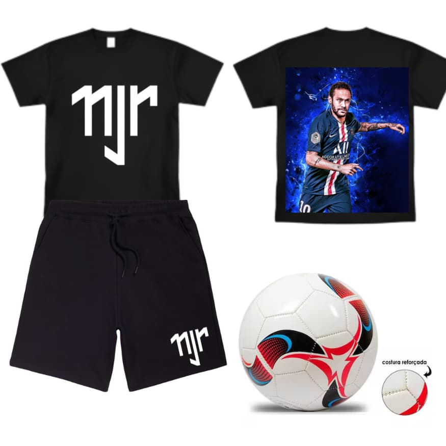 CONJUNTO INFANTIL CAMISA E BERMUDA NJR SANTOS + BRINDE BONE BOLA