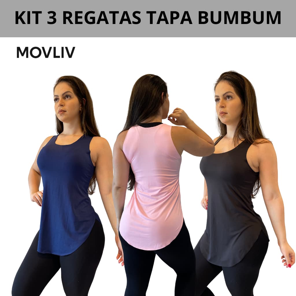 Kit 3 Camisetas Feminina  Academia Camiseta Fitness Esportivo Tapa Bumbum Confortavel Corrida treino